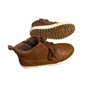 Wonder Nation Boys Casual Hi Top Shoes Sz 2 Brown Side Zip Lace